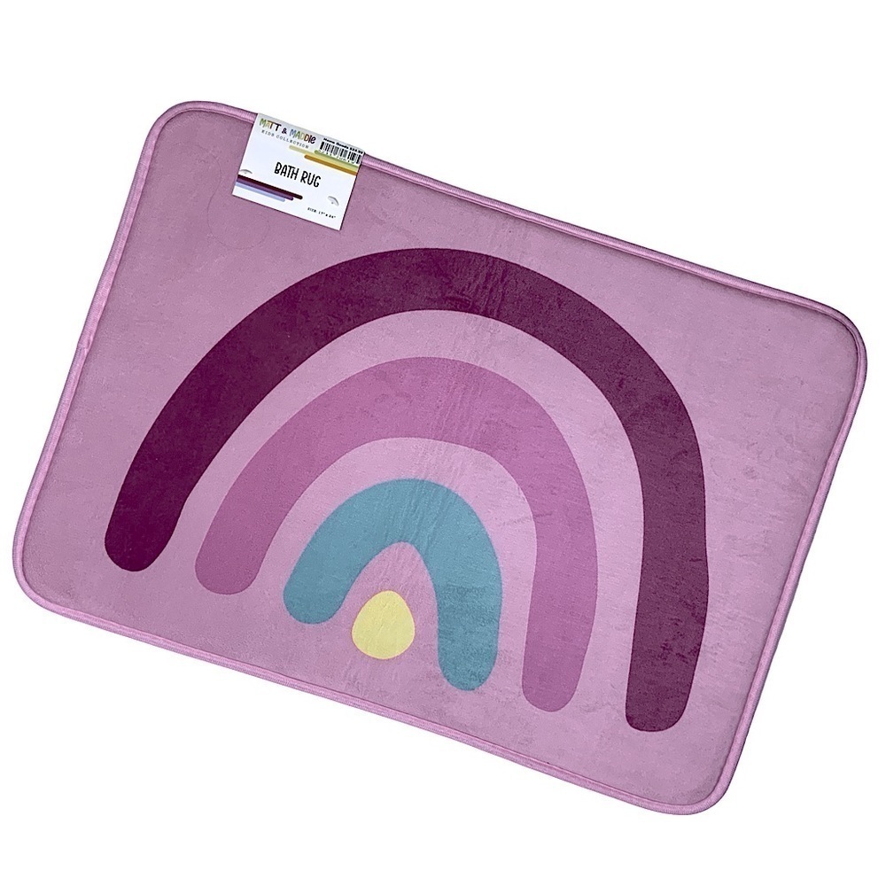Matt & Maddie Rainbow Kids Bathroom Rug Memory Foam NonSlip Rectangle 17x24 In